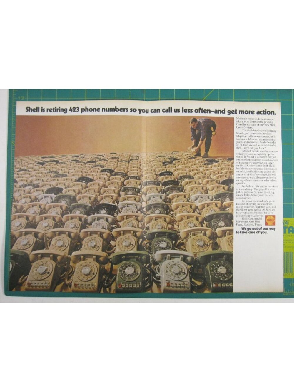 Print Ad Shell Retiring 423 Phone Numbers Streamlined Customer Call Center 1970s